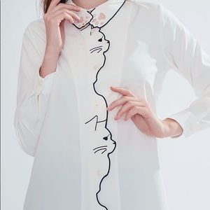 Miss Patina kitty shirt white size S